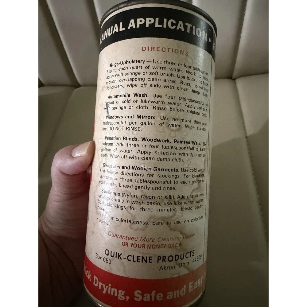 Vintage Mid Century Quick-Clean Carpet Cleaner 1/2 Full Metal Can 50s Rusted USA